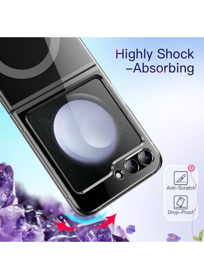 جي تيك جراب مغناطيسي لهاتف Samsung Galaxy Z Flip 5 متوافق مع ملحقات Magsafe، غطاء حماية شفاف صلب من البولي كربونات ومضاد للخدش باللون الأسود - Image 5