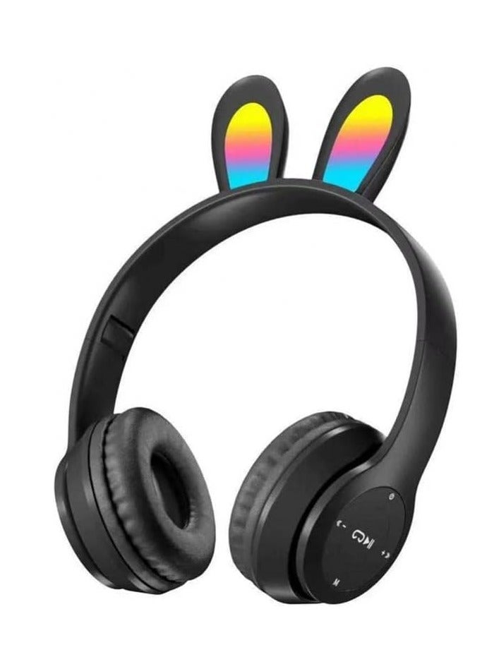 B12 Rabbit Wireless Headphones with External Microphone and SD Card - Image 1