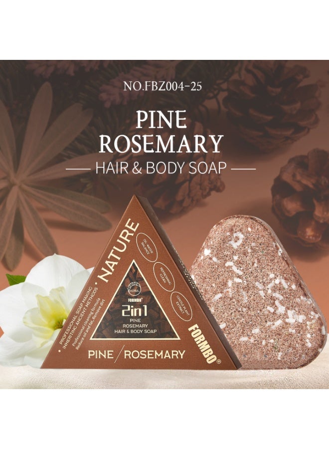 FORMBO's newly upgraded pine rosemary soap is perfect for shampooing, bathing, and two-in-one use. - Image 2