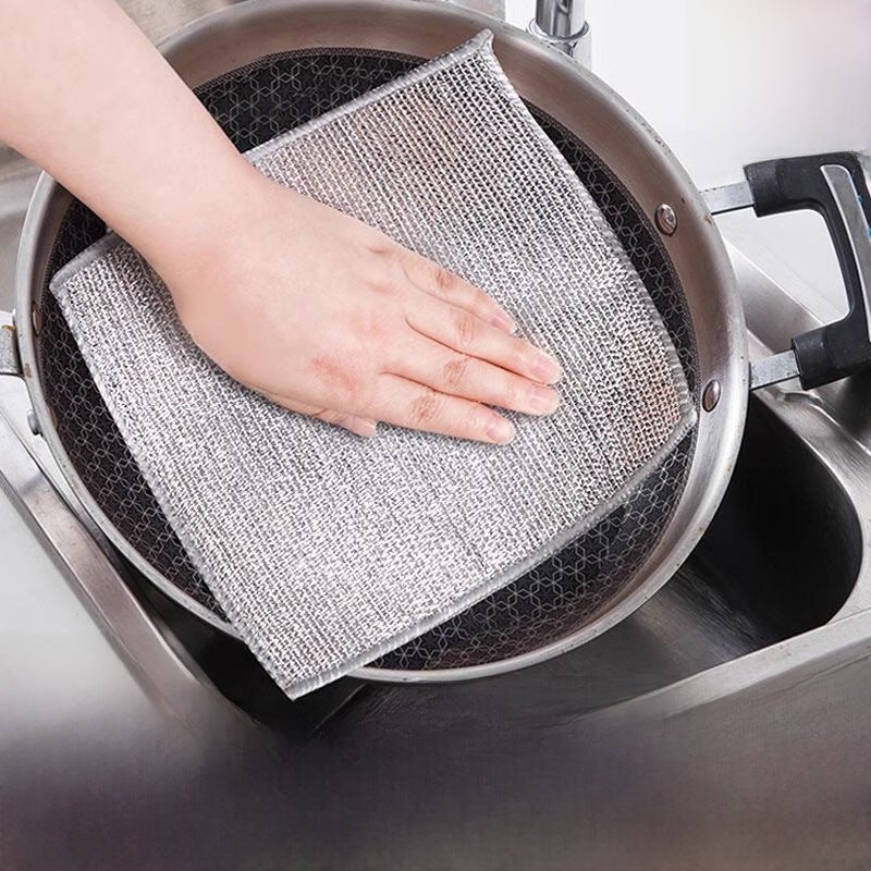 Generic Durable Dual-Sided Silver Thread Cleaning Cloths Silver silk rag 95g square gram weight 