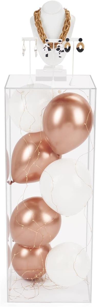 Displays2go عرض 2 اذهب 14 × 14 × 36 قاعدة أكريليك بتصميم قائم على الأرض شفاف SMCLRPEDLG - Image 3