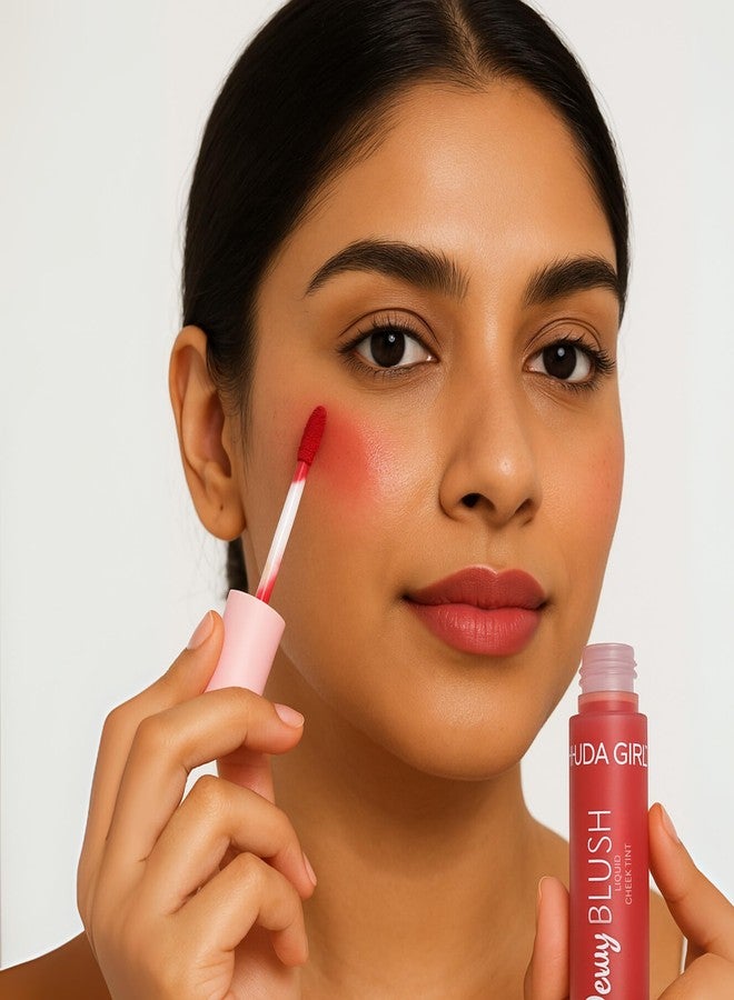 HUDA GIRL Bright Cherry Liquid Blusher for Cheeks - Lightweight, Long-Lasting Blush for Face Makeup, Easy to Apply, Natural Finish - Ideal for Women and Girl - Image 2