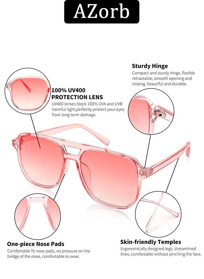 AZorb 70s Aviator Sunglasses Women Men Fashion Square Frame Sun Glassess Men's Ladies Sunglasses Accessories Vintage Sunglass for UV400 Protection Shades Pink - Image 2