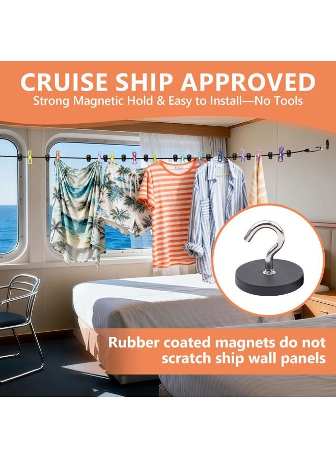 Esoes Magnetic Clothesline for Cruise Ship Cabin Approved, Rubber Coated Non-Scratch Strong Magnets, Portable Travel Clothesline for Cruise Ship, Indoor, RV and Camping - Image 3