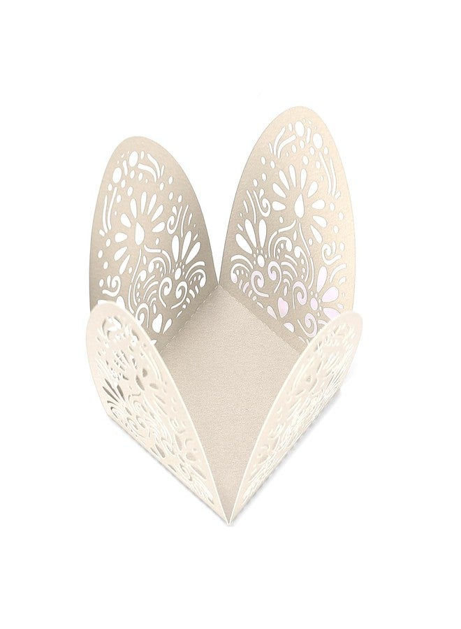 Ruimou 50pcs Pearl Paper Ivory White Laser Cut Hollow Out DIY Candy Box (6x6x8cm For Wedding, Birthday, Graduation, Party (Ivory White - Image 5