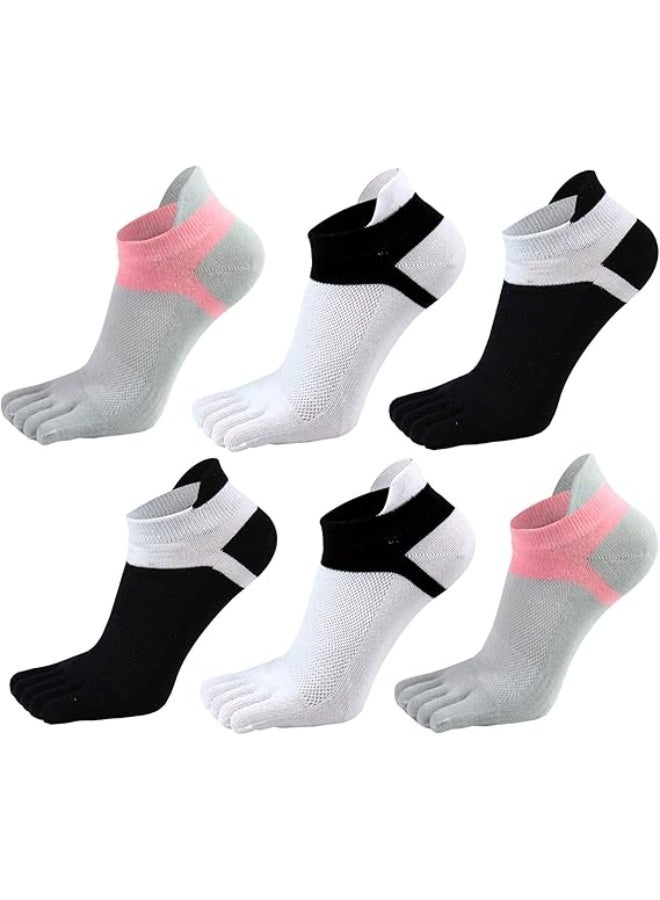 Women Toe Socks 5 Finger Cotton Wicking Athletic 6 Pack 3 Pack - Image 1