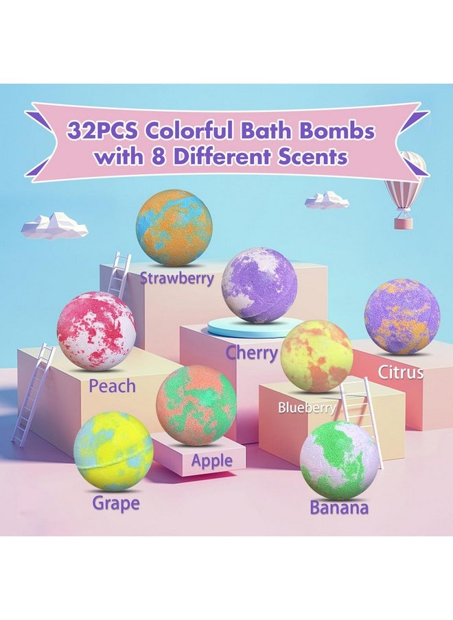 Lisotera - Bath Bombs for Kids with Surprise Inside, 32 Pack Bath Bombs with Land & Sea Animal Toys, Handmade Fizzy Colorful Bubble Children Bath Ball Gift Set for Birthday, Christmas, Halloween, Mothers Day - Image 1