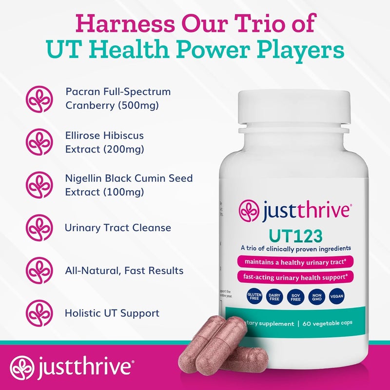 Just Thrive جست ثرايف UT123 يدعم صحة المسالك البولية للنساء مصنوع من التوت البري 60 كبسولة - Image 4