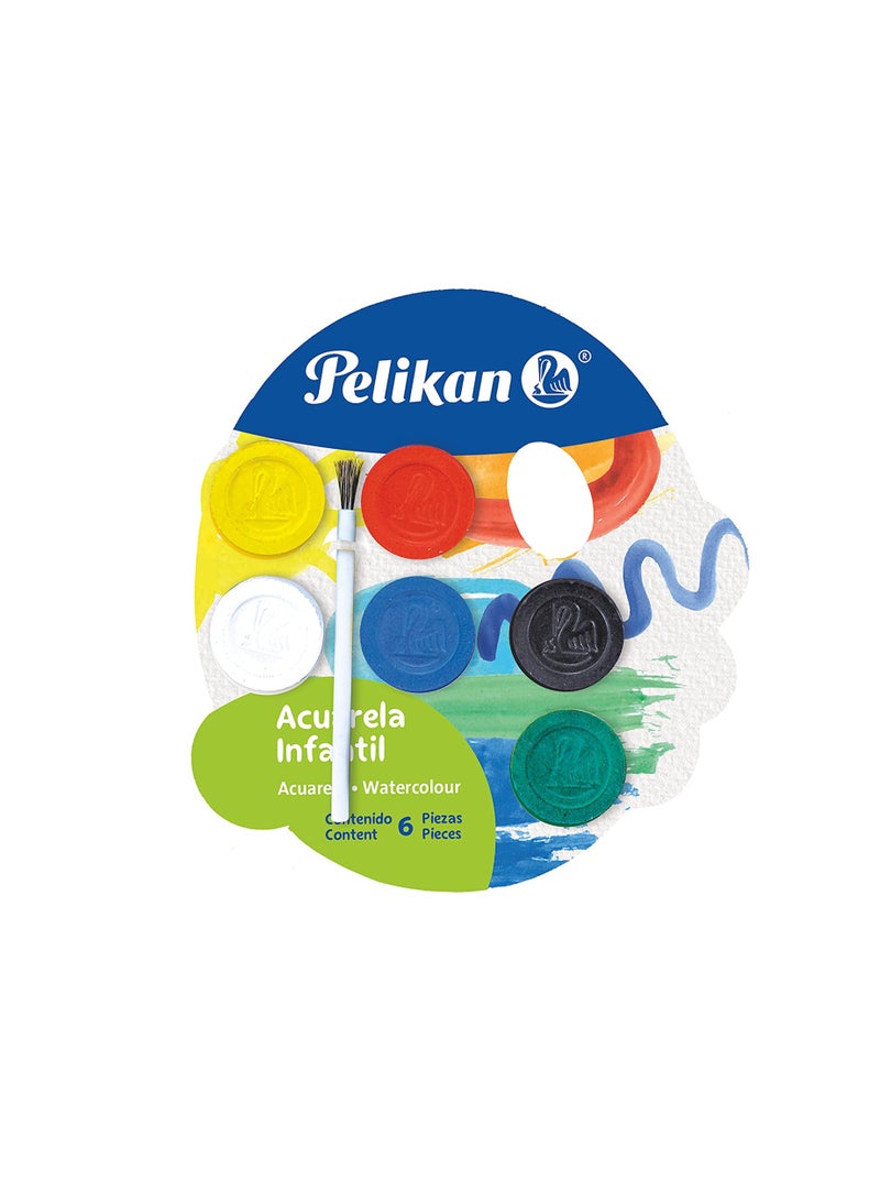 Pelikan طقم ألوان مائية قابلة للغسل وفرشاة 6 ألوان 1 لكل منها (07501216) متنوع - Image 2