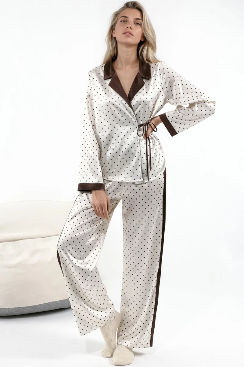 هيكاب Polka Dot Satin Woven Pajama Set