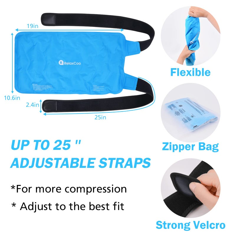 RelaxCoo XXL Knee Ice Pack Wrap Around Entire Knee After Surgery, Gel Ice Pack for Knee Injuries Reusable, Large Cold Pack for Pain Relief, Swelling - Image 4