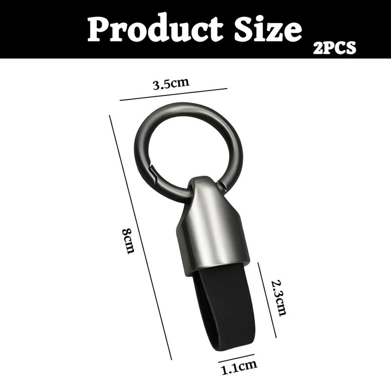 2Pcs Multifunctional Car Key Chain Clip with Zinc Alloy Buckle and Leather Strip - Image 2