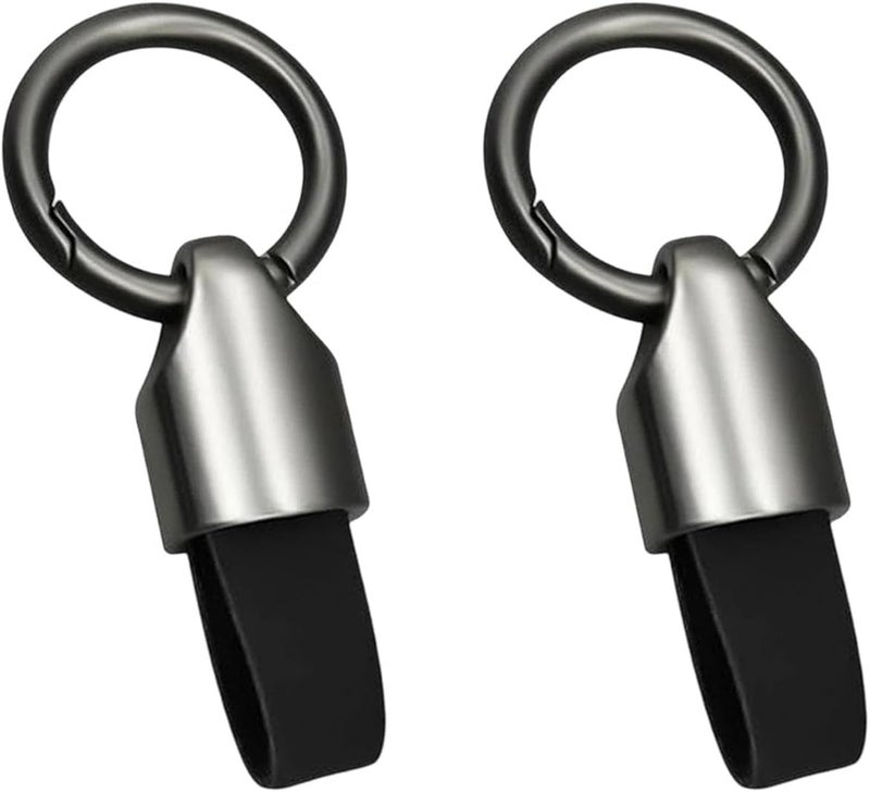 2Pcs Multifunctional Car Key Chain Clip with Zinc Alloy Buckle and Leather Strip - Image 1