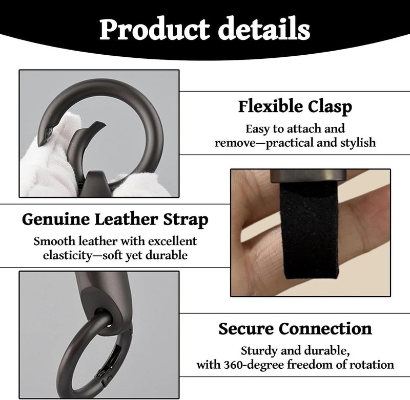 2Pcs Multifunctional Car Key Chain Clip with Zinc Alloy Buckle and Leather Strip - Image 3