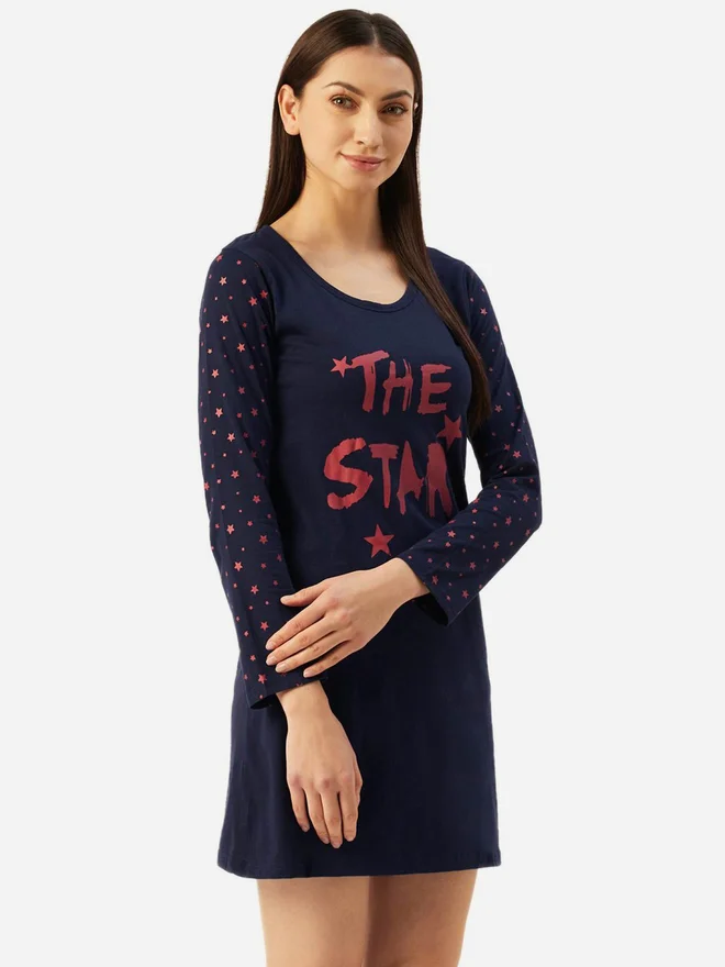 Take Two Women Graphic Printed Cotton Blend Sleepshirt By Klamotten