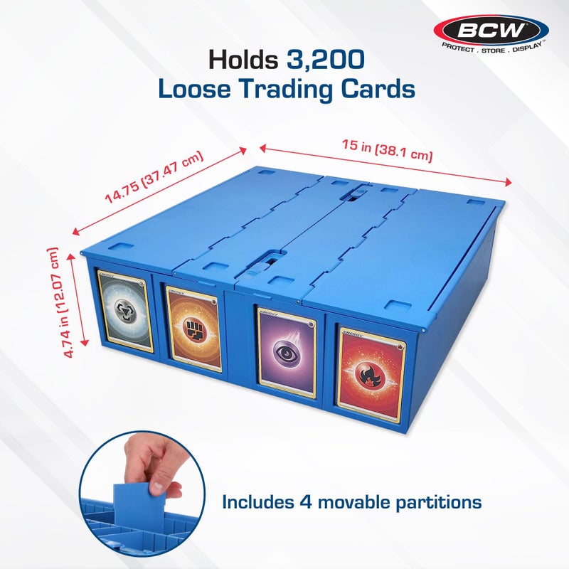 BCW Collectible Card Bin â€“ Blue | Holds 3200 Cards | Includes 4 Dividers | Storage for PokÃ©mon, MTG & Sports Cards - Image 3