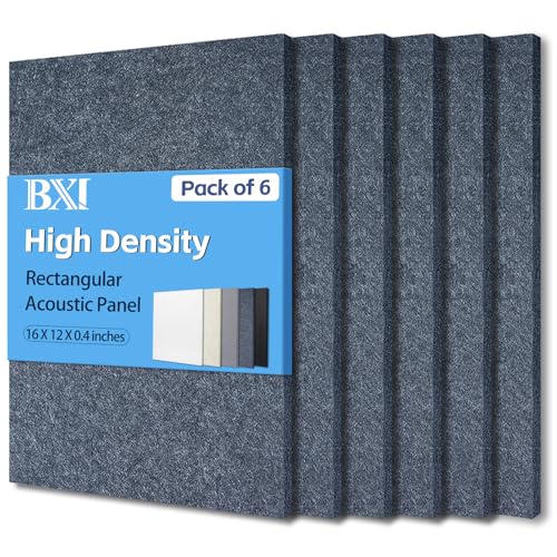 BXI Sound Absorber 16 X 12 X 04 Inches 6 Pack High Density Acoustic Absorption Panel Sound Absorbing Panels Reduce Echo Reverb Tackable Acoustic Panels for Wall and Ceiling Acoustic Treatment - Image 1