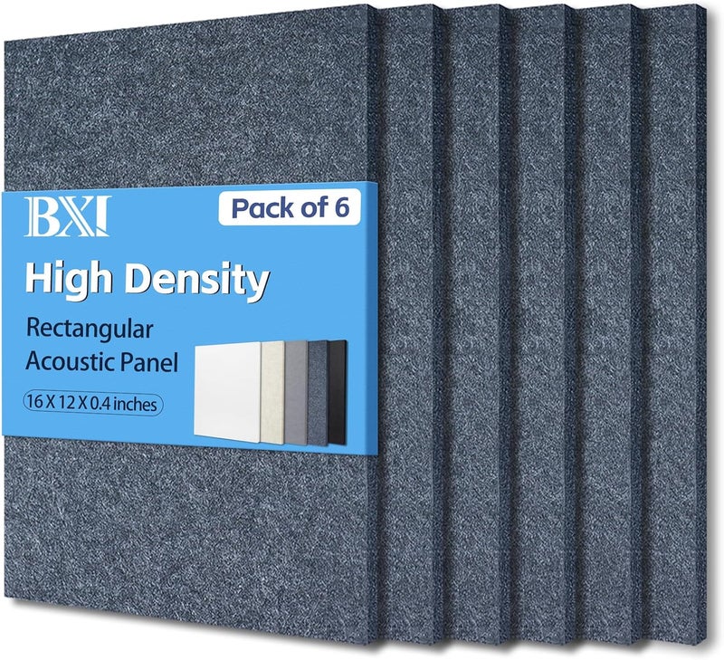 BXI High Density Acoustic Panels - 16 x 12 x 0.4 Inches, Pack of 6 - Image 1