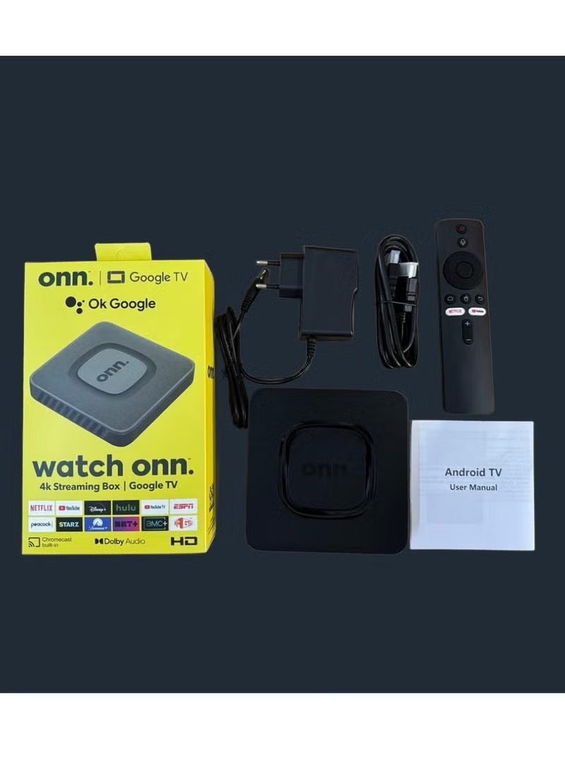 ONN - Android TV 4K UHD Streaming Device with Voice Remote Control & HDMI Cable – Google TV and Google Assistant Supported Android TV Box for Ultra HD 4K Streaming, YouTube, Netflix, Prime Video, Disney+ Compatibility - Image 1