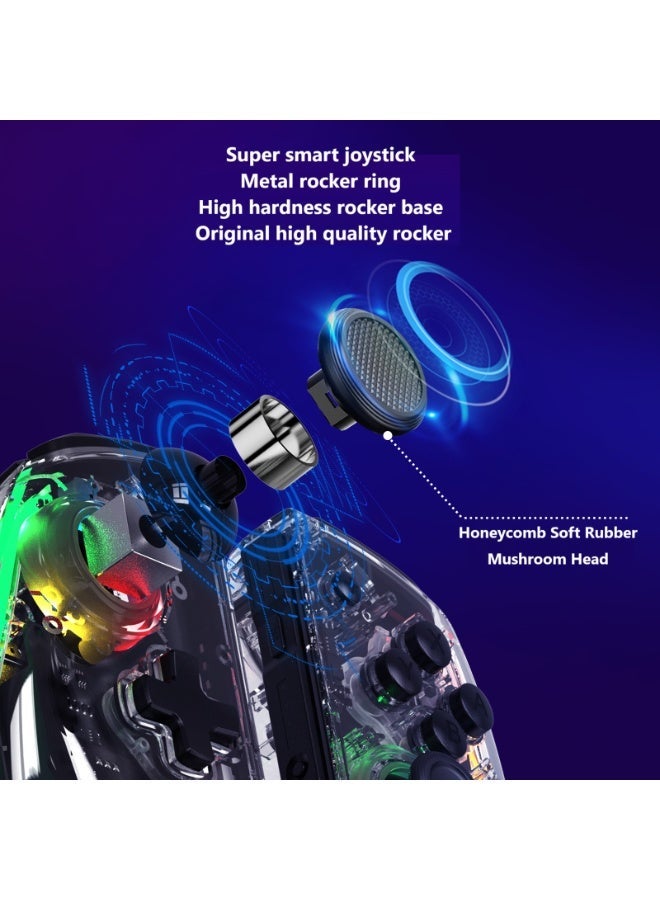LinYuvo Classic Joycon LinYuvo KS40 Bluetooth Game Controller for Switch, Switch Lite, Switch OLED with RGB Light, Metal Joystick, Six-Axis Gyroscope, Turbo Burst Function, Adjustment Dual Vibration, Programmable Function, One-Key Wake Up - Image 4