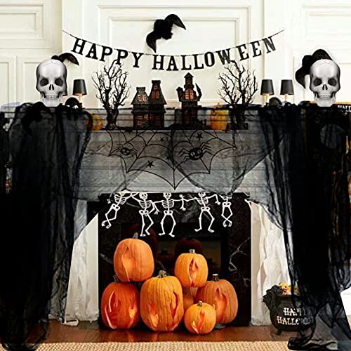 Yunfan 355" x 79" Halloween Creepy Cloth + Spider Web Halloween Decorations Outdoor Indoor Party Yard Spooky Backdrops Decor Supplies for Garden,Doorways,Haunted House,Windows,Home - Image 4