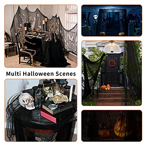Yunfan 355" x 79" Halloween Creepy Cloth + Spider Web Halloween Decorations Outdoor Indoor Party Yard Spooky Backdrops Decor Supplies for Garden,Doorways,Haunted House,Windows,Home - Image 5