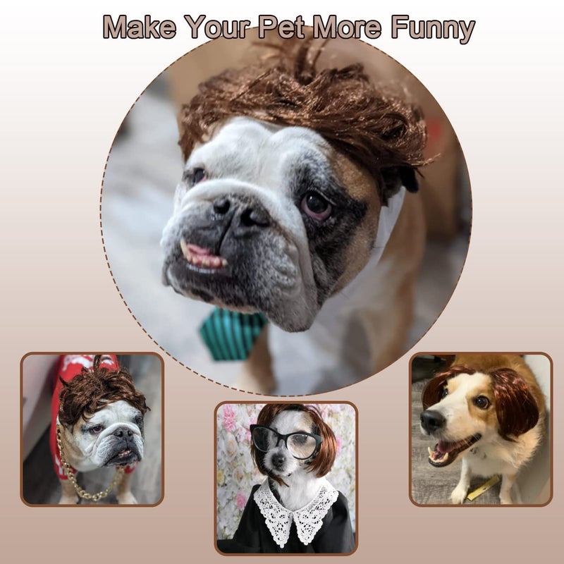 MESINURS Dog Wig Pet Costumes, Cat Costume Synthetic Accessories Small Dog Headwear for Halloween Christmas Eve Festival Party Decor, Head Wear Apparel Toy (A) - Image 5