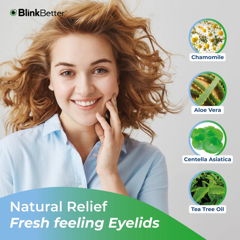BlinkBetter Tea Tree Oil Eyelid Wipes - 20 x Natural Blepharitis, MGD & Dry Eye Relief Wipes | Cleansing, Soothing, Dual-Textured, Triple Moisture Formula | Biodegradable & Gentle (Pack of 1, 20) - Image 2