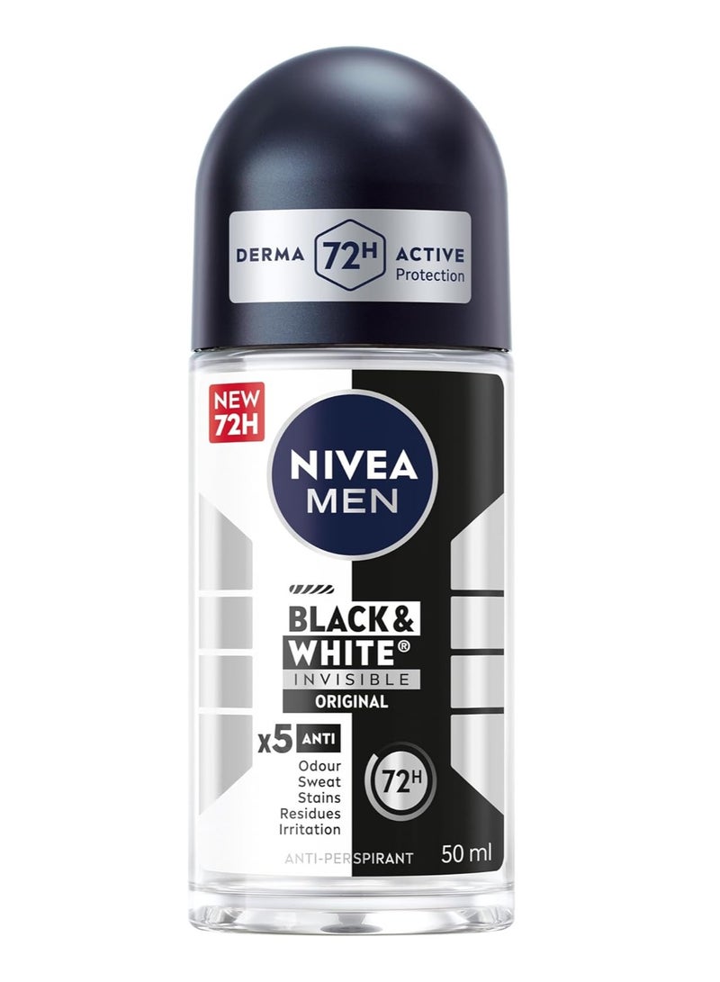Nivea Pack Of 6 Black & White Invisible Original Antiperspirant Roll On 50ml - Image 2