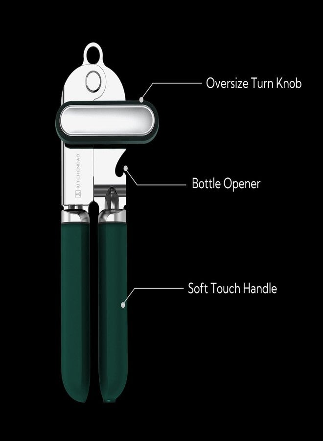 KITCHENDAO فتاحة علب يدوية من كيتشنداو، بشفرة ساندفيك 12C27 فائقة الحدة، فتاحة علب يدوية مزودة بمغناطيس، حافة قطع ناعمة، مقبض مريح، مقبض كبير الحجم مناسب لكبار السن ومرضى التهاب المفاصل، سهلة الاستخدام، لون أخضر - Image 4
