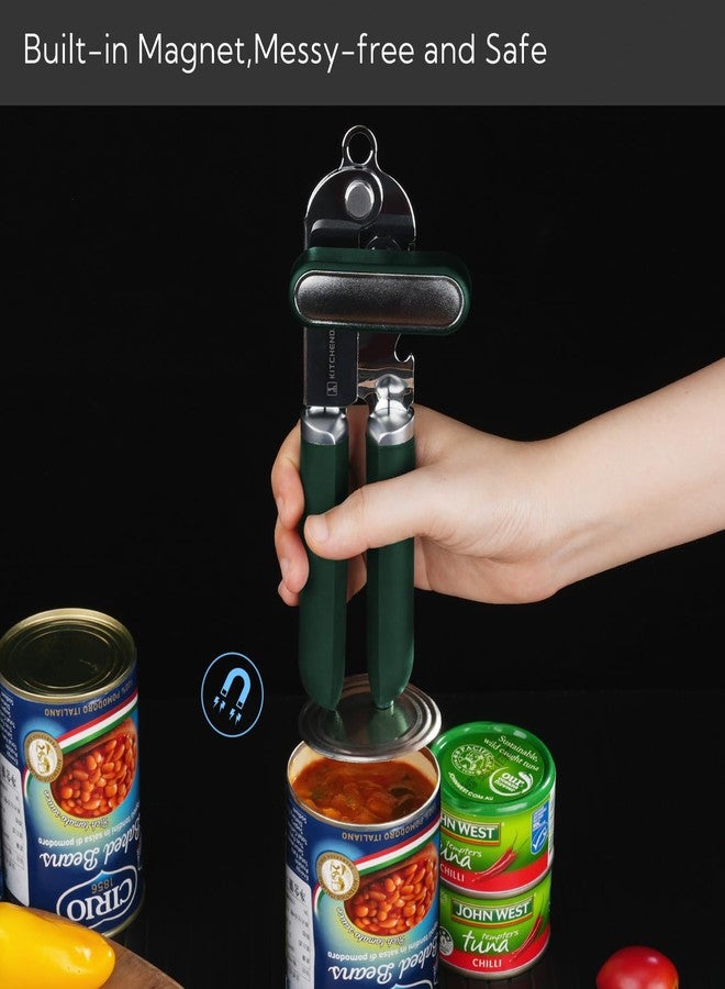 KITCHENDAO فتاحة علب يدوية من كيتشنداو، بشفرة ساندفيك 12C27 فائقة الحدة، فتاحة علب يدوية مزودة بمغناطيس، حافة قطع ناعمة، مقبض مريح، مقبض كبير الحجم مناسب لكبار السن ومرضى التهاب المفاصل، سهلة الاستخدام، لون أخضر - Image 3