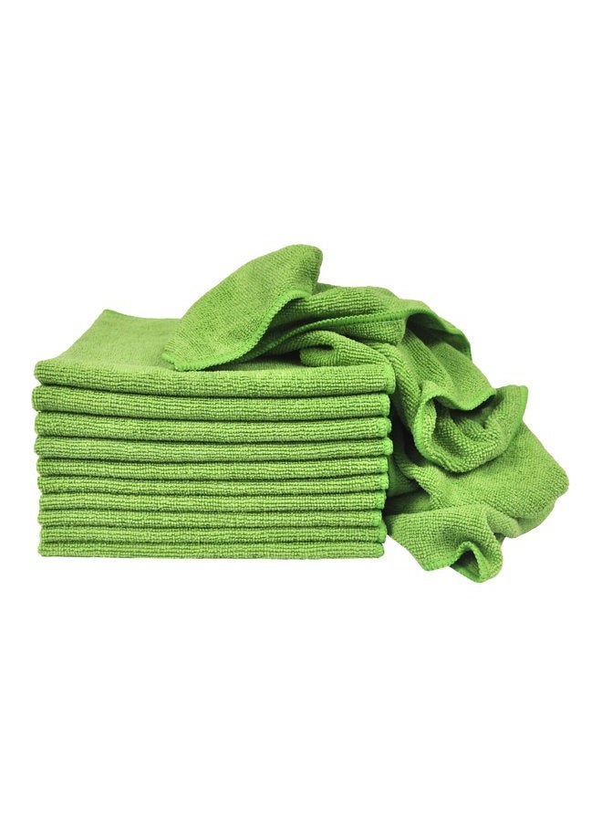 Eurow Utility Terry Weave 16 x 16in 240 GSM Microfiber Cleaning Towels Green 12-Pack - Image 1