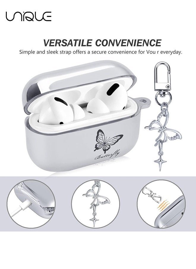 Unique For Air Pods pro 2 Case, Keychain with Beautiful Butterfly Pendant, For Air Pods pro 2 Case, Eco-Friendly Silicone Plating Soft Case  - Image 2