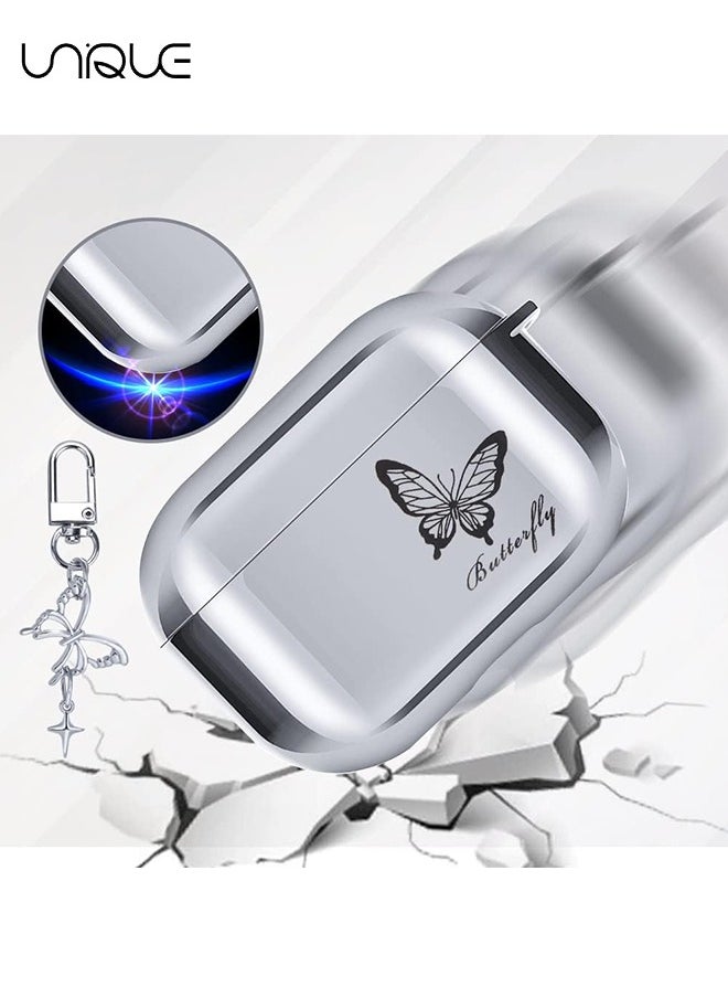 Unique For Air Pods pro 2 Case, Keychain with Beautiful Butterfly Pendant, For Air Pods pro 2 Case, Eco-Friendly Silicone Plating Soft Case  - Image 4