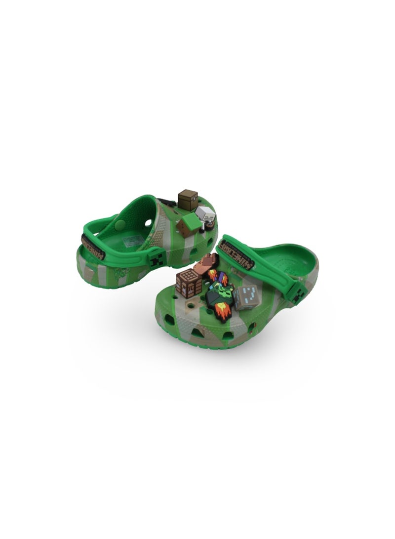 Unisex Kids Rubber Crocs – Green with Minecraft Elevated Design - Image 2