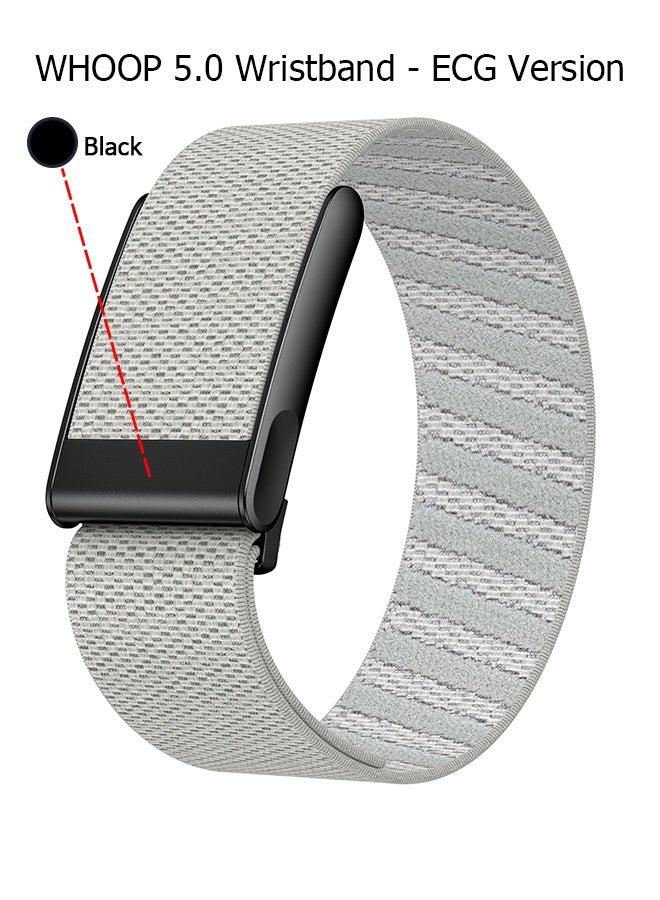 Nylon Sports Strap with Whoop 5.0 Strap - Compatible with One & Peak & Life - Breathable Nylon Adjustable Waterproof Replacement Wrist Strap - For Fitness, Activity, Sleep, Wearables - For Whoop 5.0 - Starlight Colo/Black Frame/Electrocardiogram Model