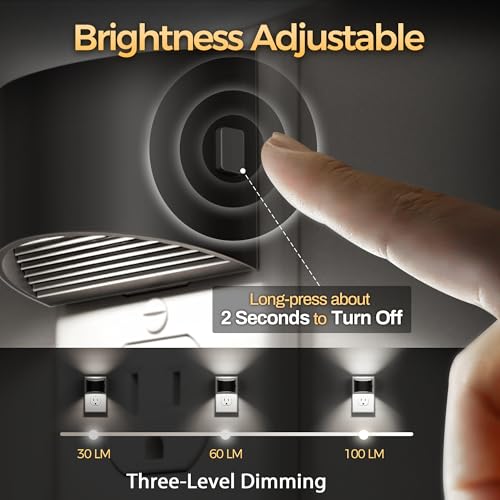 DORESshop LED Night Light2 Pack Night Lights Plug into Wall 3 Level Brightness Adjustable Plug in Night Light Dusk to Dawn Sensor Nightlights for Adults Bedroom Bathroom Hallway 5000K - Image 3