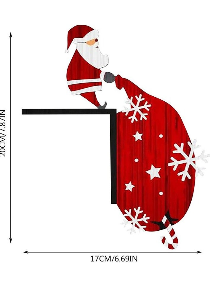Santa Claus Door Corner Decoration Pendant Reindeer Door Hanging Wooden Ornaments Door Frame Reindeer Wooden Ornaments(On The Right) 