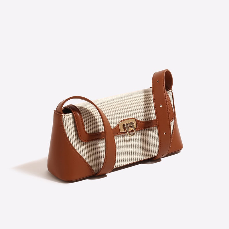 Bag For Women, Versatile Retro Shoulder Crossbody Bag, Light Luxury Niche French Armpit Bag, Baguette Bag, Contrasting Color - Image 3