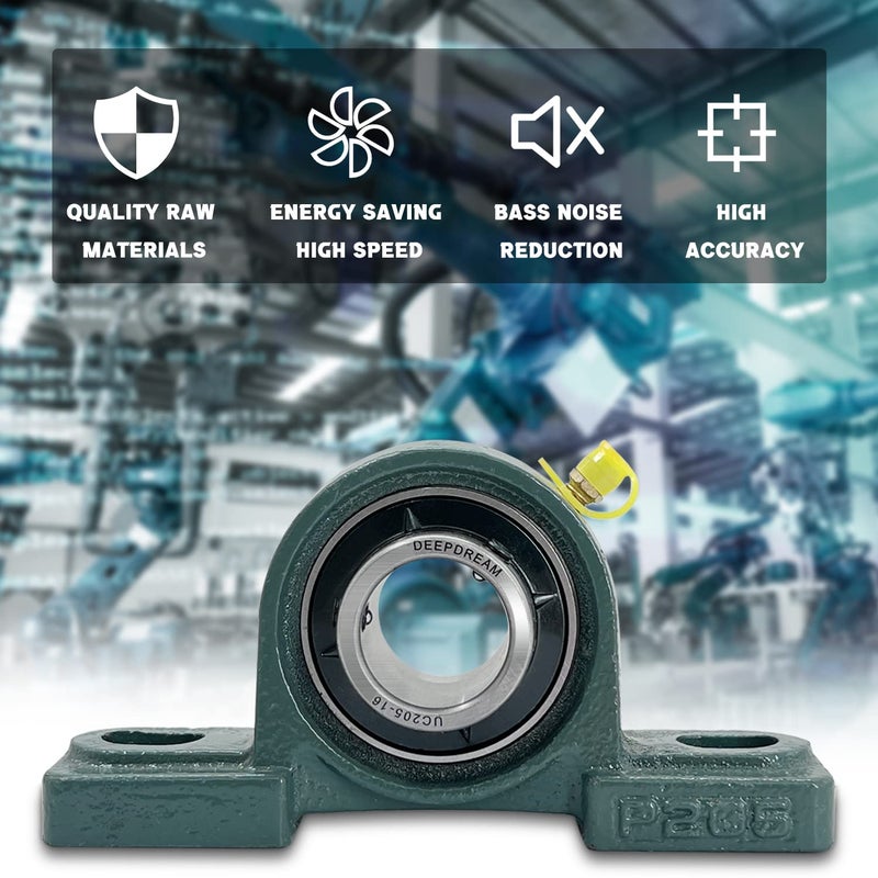 DEEPDREAM UCP205-16 Pillow Block Bearing 1 Inch Shaft Pack of 6 Mounted P205 Cast Iron With 1" Bore, Self Alignment - Image 5
