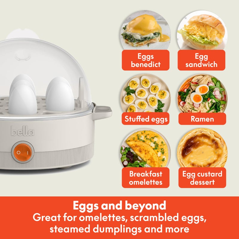 bella Electric Egg Cooker, 7 Eggs Capacity Tray, Single Stack, for Poached, Scrambled, Hard, Medium & Soft Boiled Eggs, Omelets and Steamed Dumplings, Auto Shutoff, 360 Watt, Oatmilk - Image 4