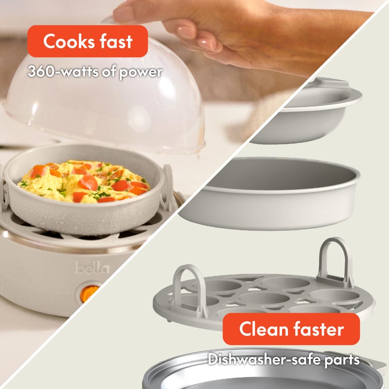 bella Electric Egg Cooker, 7 Eggs Capacity Tray, Single Stack, for Poached, Scrambled, Hard, Medium & Soft Boiled Eggs, Omelets and Steamed Dumplings, Auto Shutoff, 360 Watt, Oatmilk - Image 3