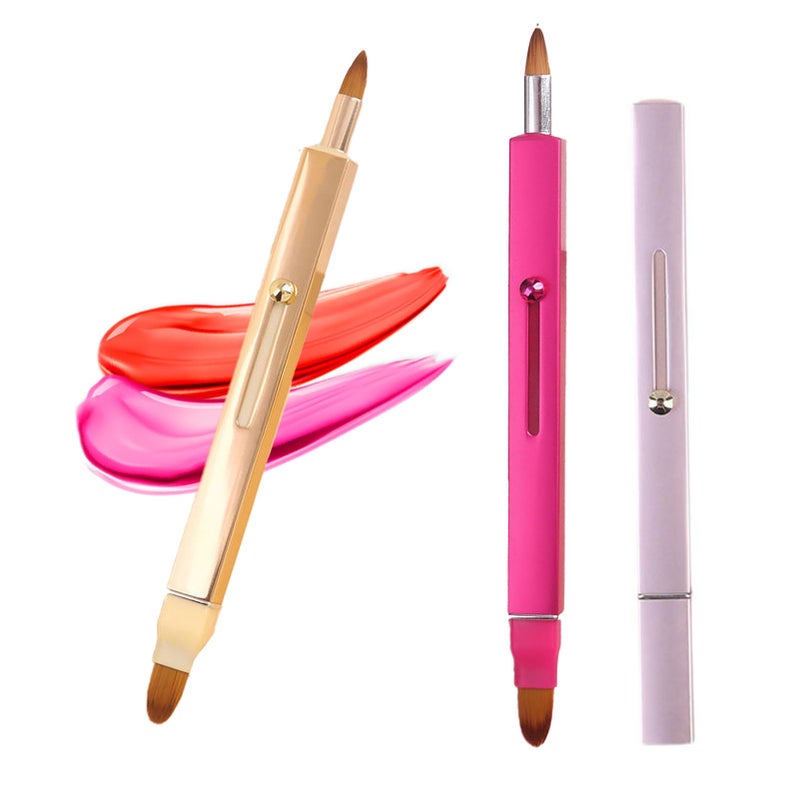 Ideal Swan Lip Applicator Brush 3 Pack Exquisite Professional Dustproof Retractable Lip Brush Makeup Lipstick Lip Gloss Applicators Pink Red Gold - Image 3