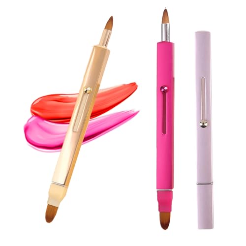 Ideal Swan Lip Applicator Brush 3 Pack Exquisite Professional Dustproof Retractable Lip Brush Makeup Lipstick Lip Gloss Applicators Pink Red Gold - Image 1