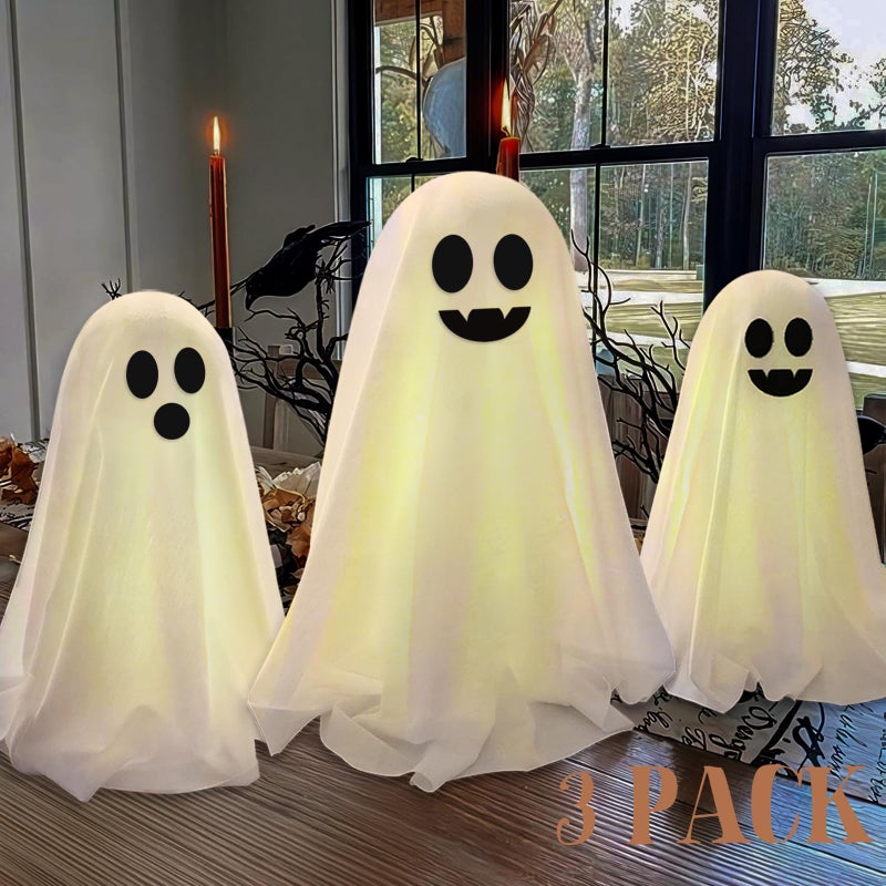 ORIENTAL CHERRY Halloween Decor  Halloween Decorations Indoor  Set of 3 DIY Spooky Ghosts Crafts  Scary Ghost for Indoor Party Home Table Room Kitchen Office