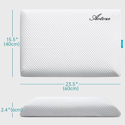 AOTOZE Ultra Thin & Flat Memory Foam Pillow 2.4 Inch Hight,Low Profile Slim & Thin Pillow for Stomach Sleeper,Side Sleeper,Oeko-TEX & CertiPUR-US Double Certification 23.5 x 15.5 x 2.4 Inches - Image 5