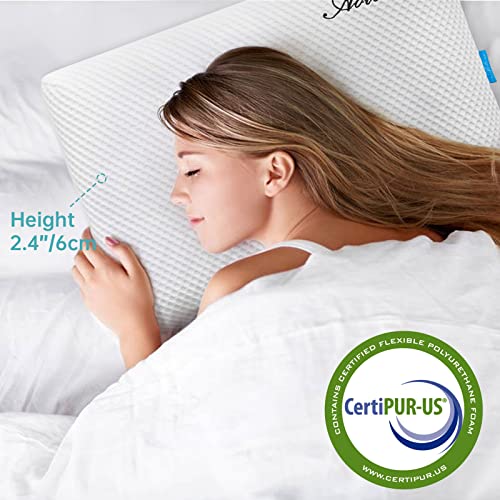 AOTOZE Ultra Thin & Flat Memory Foam Pillow 2.4 Inch Hight,Low Profile Slim & Thin Pillow for Stomach Sleeper,Side Sleeper,Oeko-TEX & CertiPUR-US Double Certification 23.5 x 15.5 x 2.4 Inches - Image 4