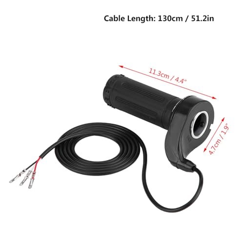 Klanata 7/8" (22.5mm) Full Twist Throttle for E-Bike & Electric Scooter, Universal 3-Wire Speed Control Accelerator Handle Grip for 24V 36V 48V 72V Bicycles, Pocket Bikes, Mini Chopper & Go Kart - Image 3