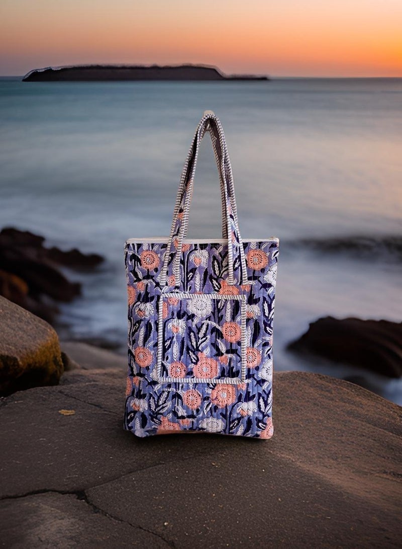 رانجريز حقيبة حمل نسائية من القطن مبطن مصنوعة يدويًا من رانجريز، حقيبة كتف للتسوق مقاس 18 بوصة × 4 بوصة × 16 بوصة - Image 1