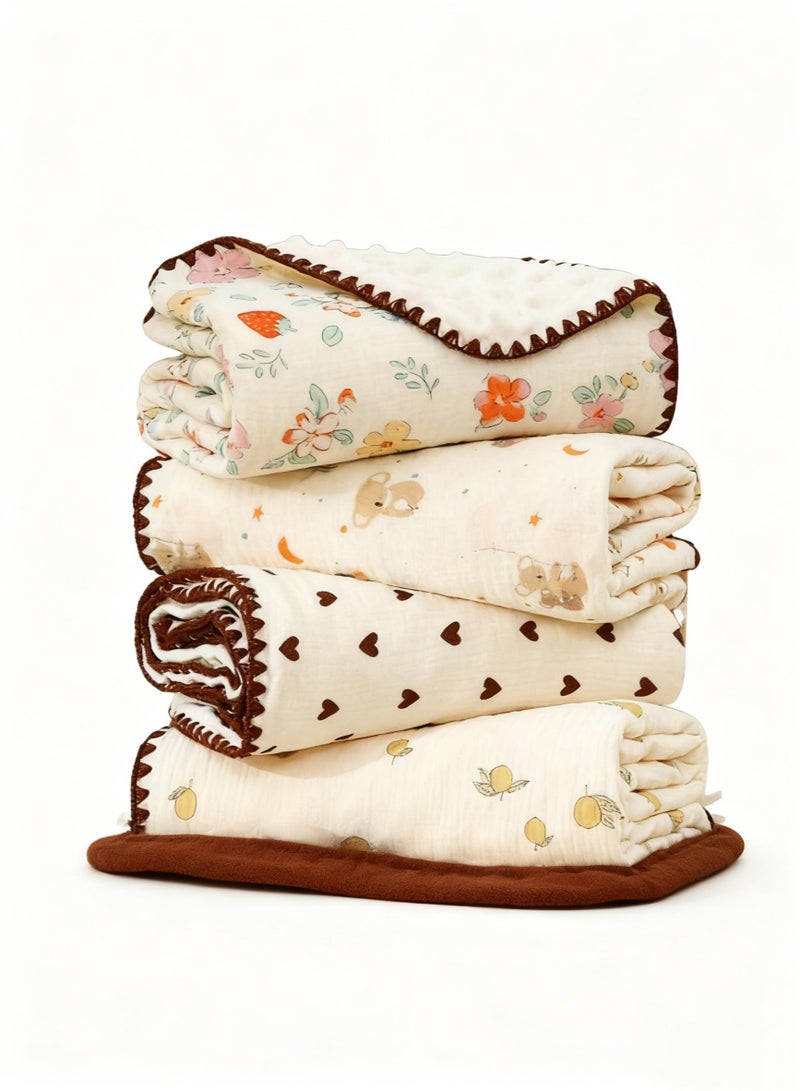 KYDTSYK 4 PCS Baby Blanket for Boys Girls Soft Plush Minky Blanket with Double Layer Dotted Backing for Toddler with Multicolor Printed Lightweight Bed Throw Blanket - Image 1
